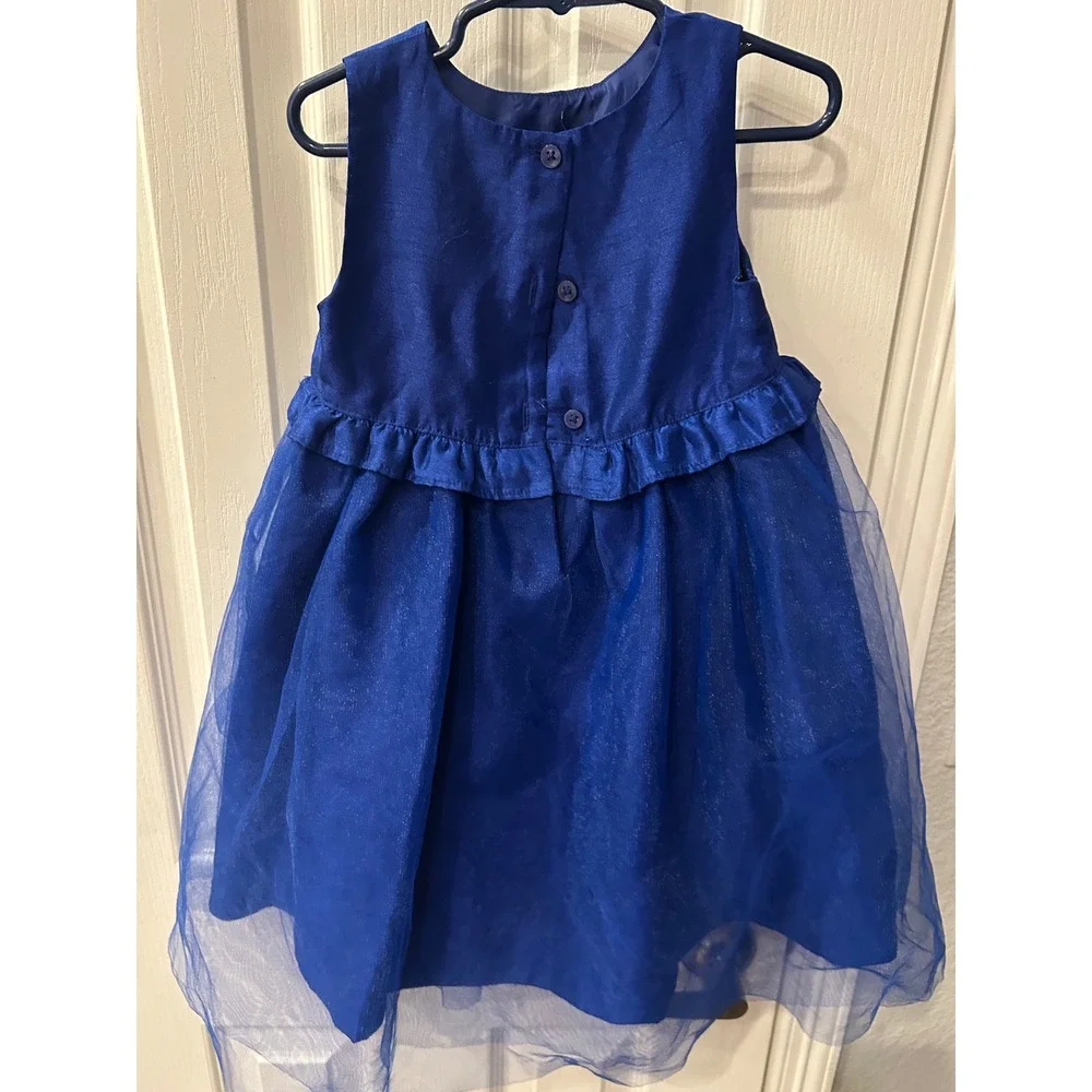 Gymboree Girls Royal Blue‎ Rhinestone Tulle Party Dress Special Occasion bin B